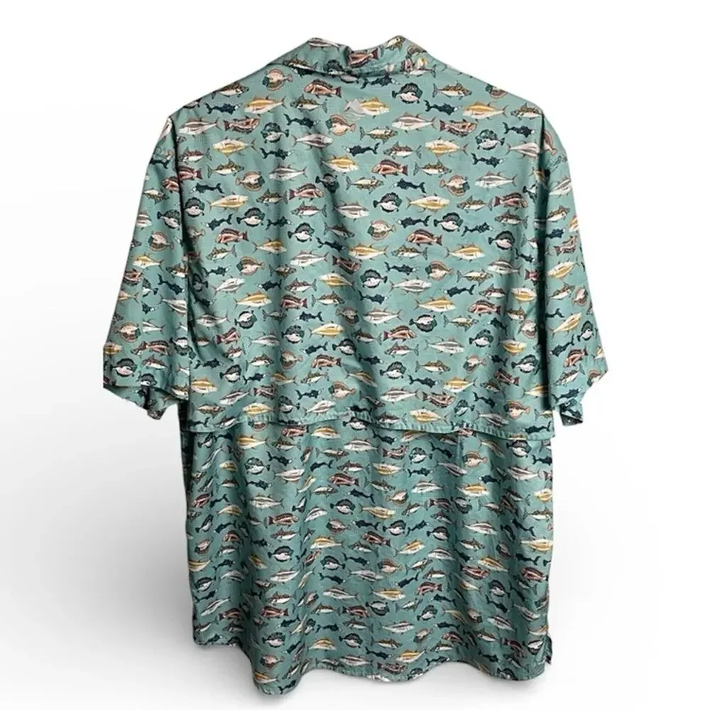 Men's Ocean Coast Green Fishing Shirt Size L